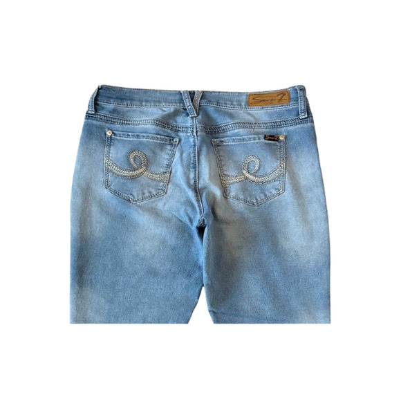 Seven7 Girlfriend Capri Jeans Crop Mid-Rise Stretch Size 8 Blue - Picture 5 of 8